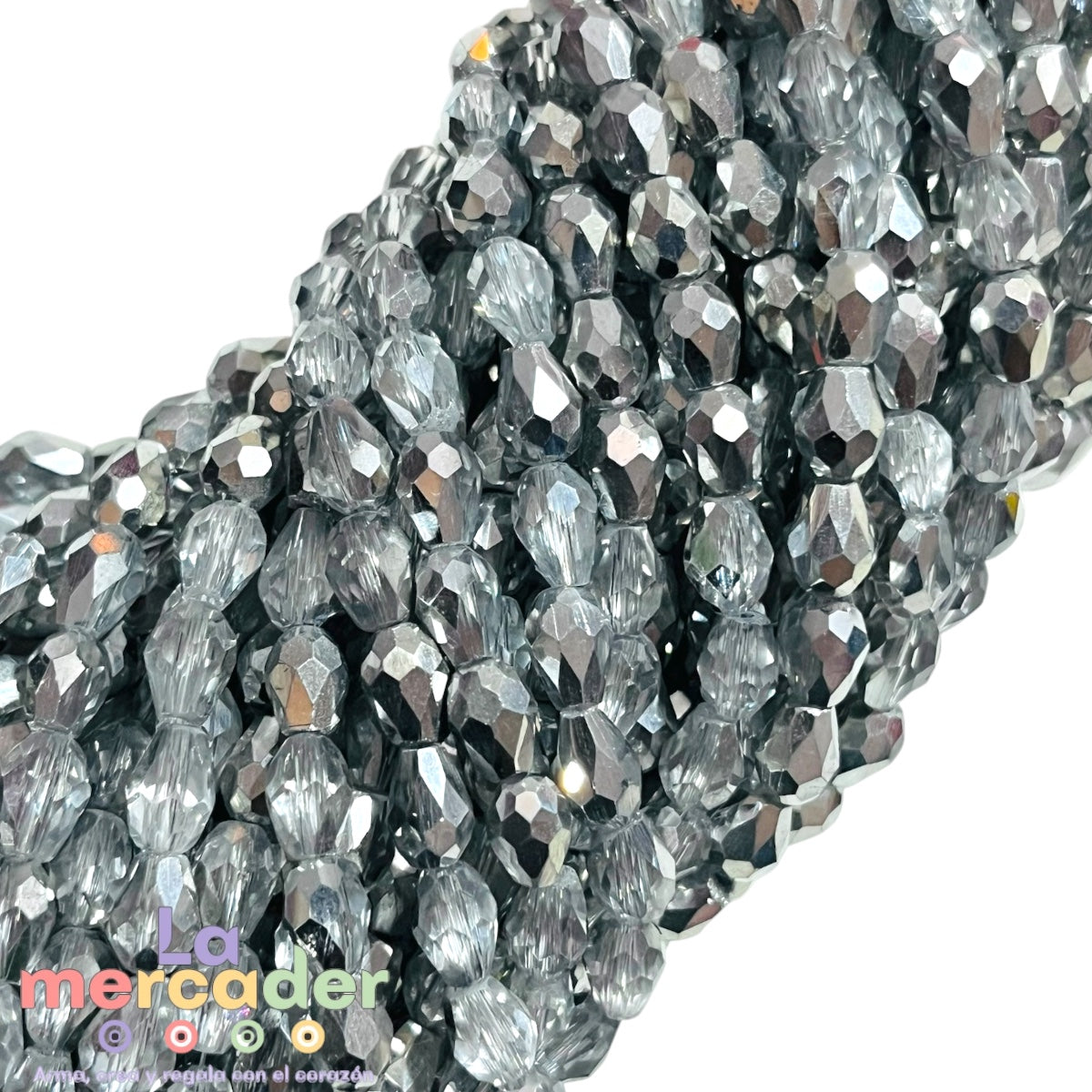 Cristal Gota Facetada 6x8mm para Bisutería – Tira 58-62 Pzas