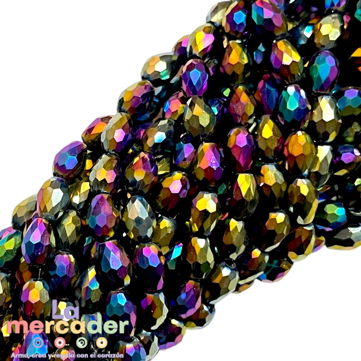 Cristal Gota Facetada 6x8mm para Bisutería – Tira 58-62 Pzas