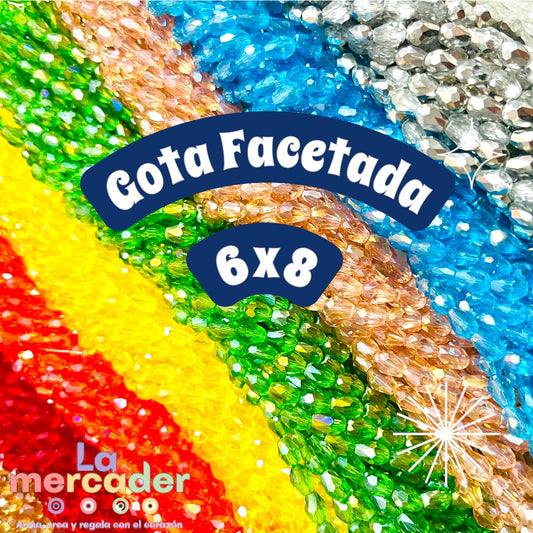 Cristal Gota Facetada 6x8mm para Bisutería – Tira 58-62 Pzas