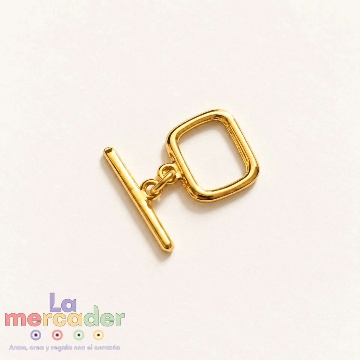 Broche Toggle Cuadrado de Chapa de Oro 13.5 mm para Pulseras y Collares