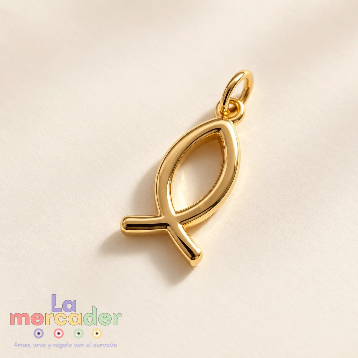 Dije Pez Cristiano Ichthys en Chapa de Oro 14K | Símbolo de Fe