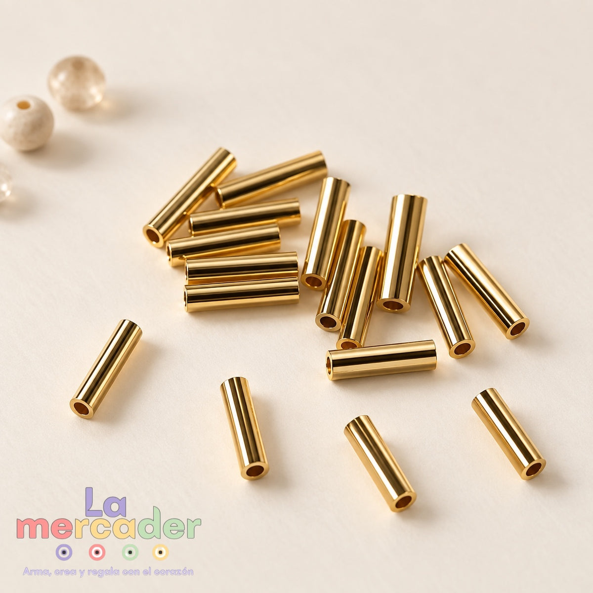 1 g Canutillos Tubulares Chapa de Oro para Pulseras | 1 cm