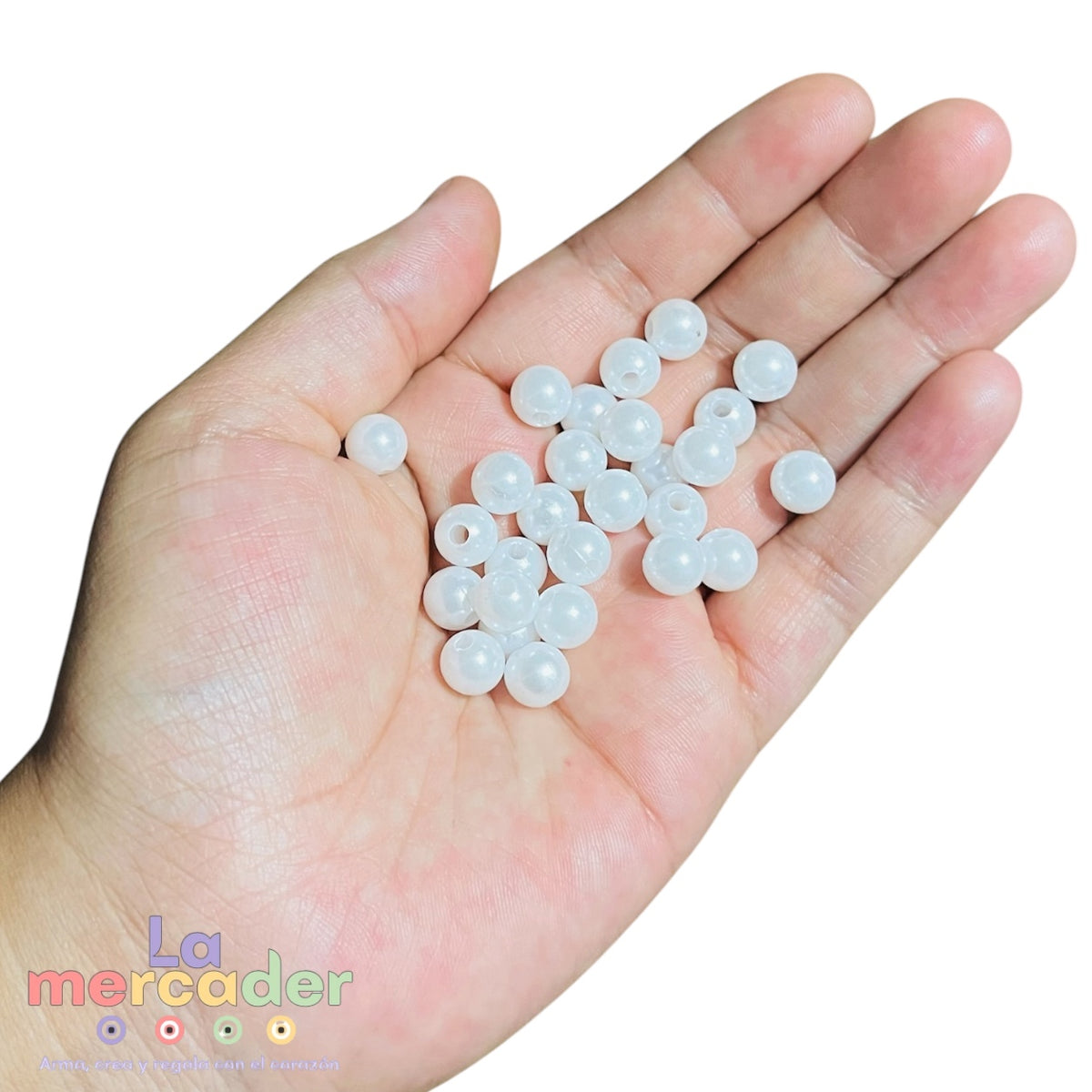 Perlas Blancas Acrílicas #8 para Bisutería y Bolsas