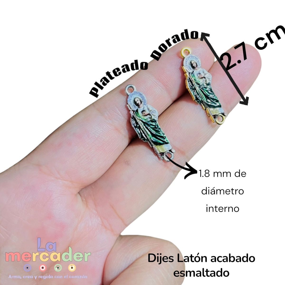 10 Dijes Conectores de San Judas Tadeo | Dorado o Plateado Latón