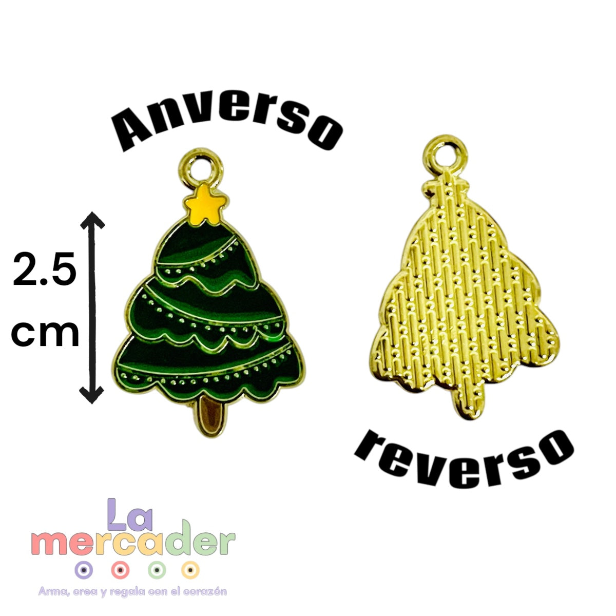 Pack de 5 Dijes de Árbol de Navidad Metálicos Esmaltados para Bisutería