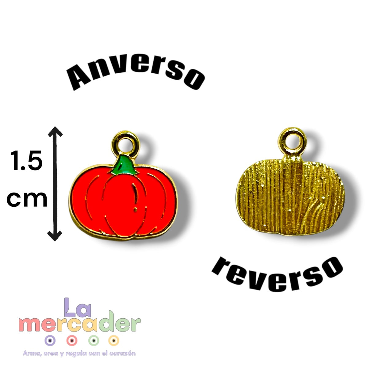 Pack de 8 Dijes de Calabaza Metálicos Esmaltados para Bisutería | Halloween y Otoño