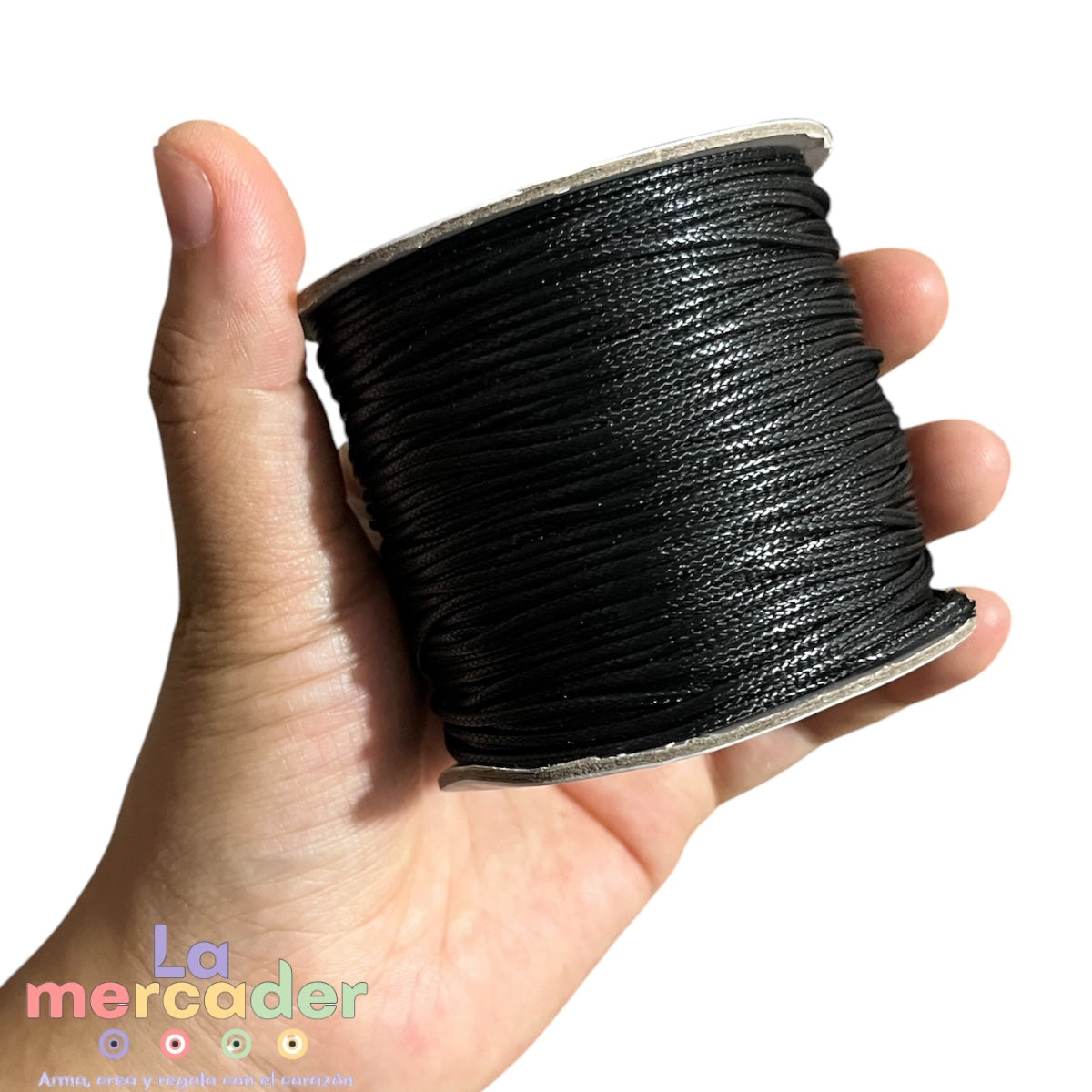 Hilo Sintético Encerado Negro 1 mm para Bisutería, Collares y Pulseras | Rollo de 100 Yardas