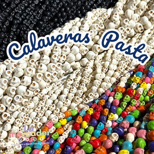 Calaveras de Pasta Turquesina para Bisutería | Cuentas con Orificio Longitudinal en 2 Tamaños