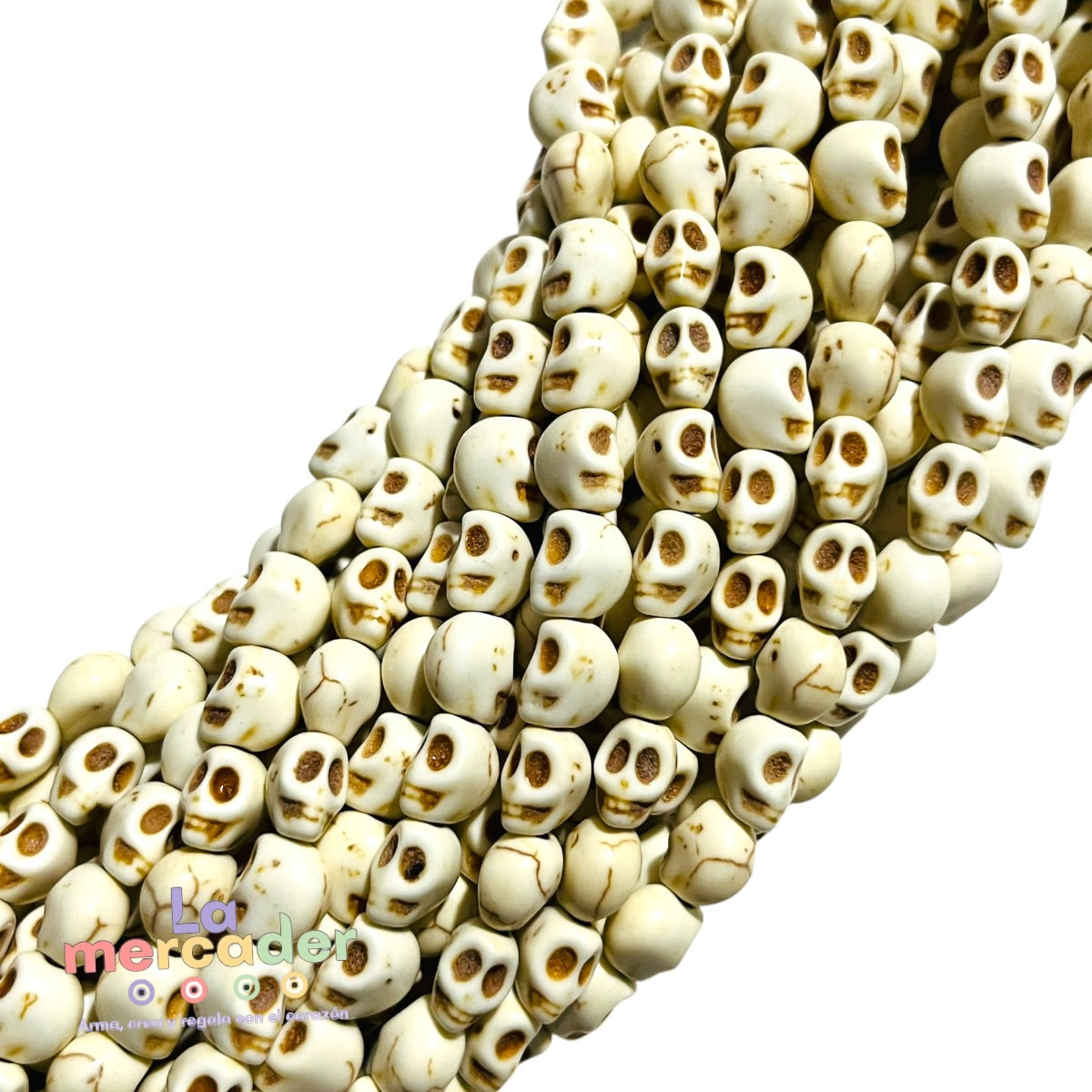 Calaveras de Pasta Turquesina para Bisutería | Cuentas con Orificio Longitudinal en 2 Tamaños
