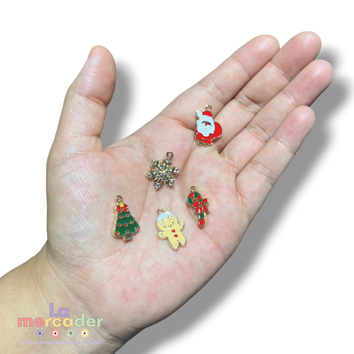 Pack de 5 Dijes Navideños de Chapa de Oro para Bisutería, 2 cm