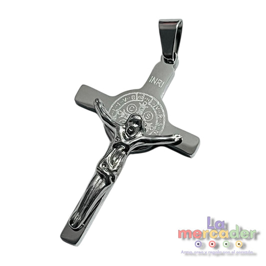 1 pz Cruz Acero Inoxidable, Cruz con Cristo