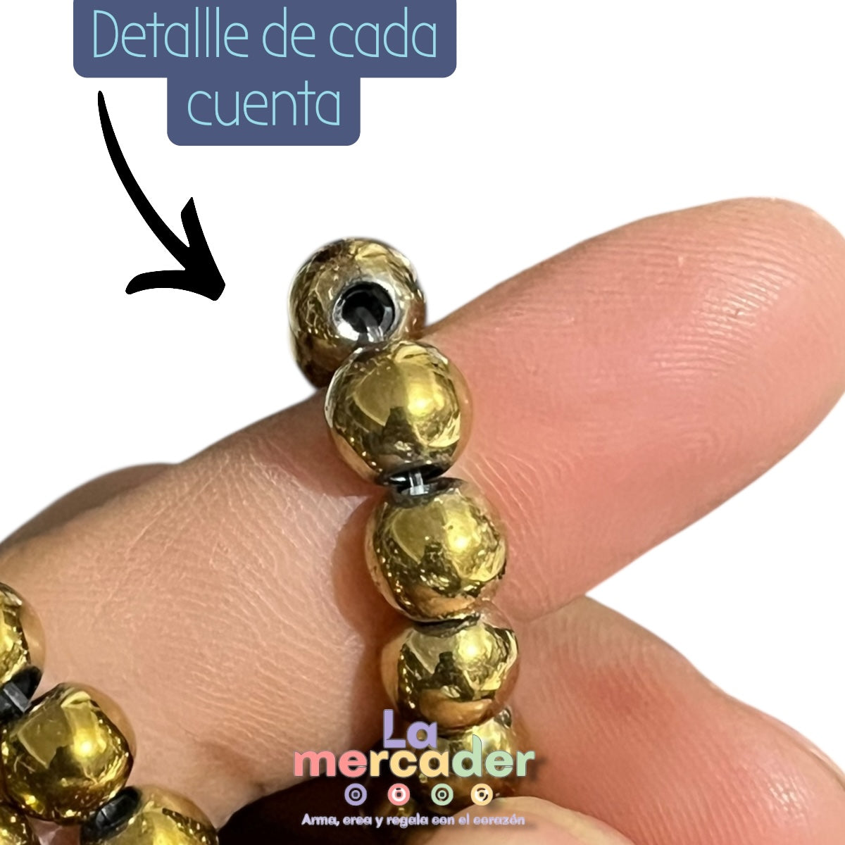 Hematita Dorada #6 | Tira de 69–72 Cuentas | Separador Metálico para Bisutería