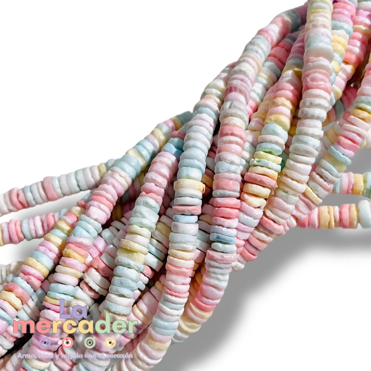 1 Tira Cuentas Heishi Pastel – Concha Natural