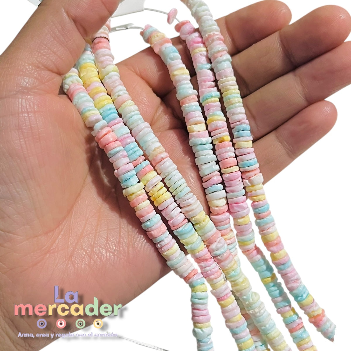 1 Tira Cuentas Heishi Pastel – Concha Natural