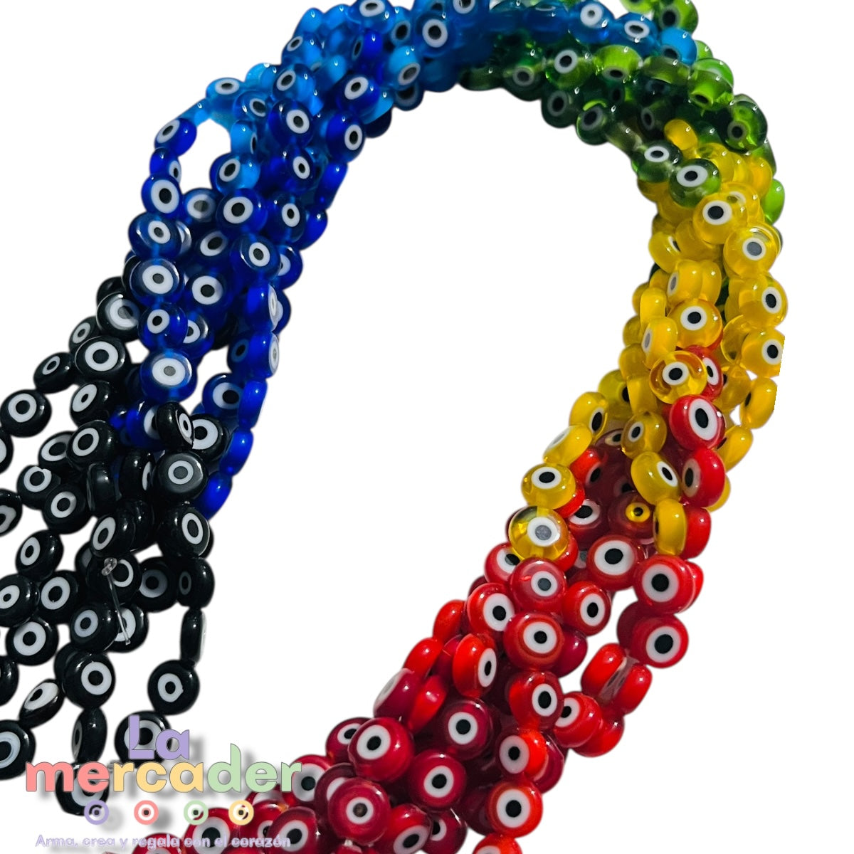 1 Tira Ojos Turcos colores 7 Chakras/ Ojos Resina