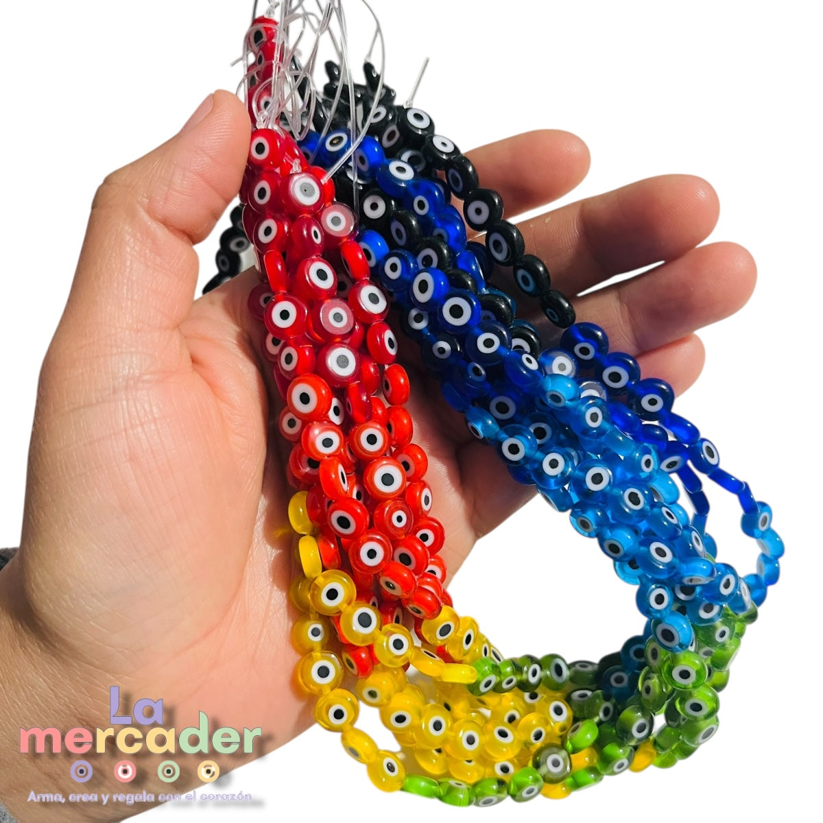 1 Tira Ojos Turcos colores 7 Chakras/ Ojos Resina