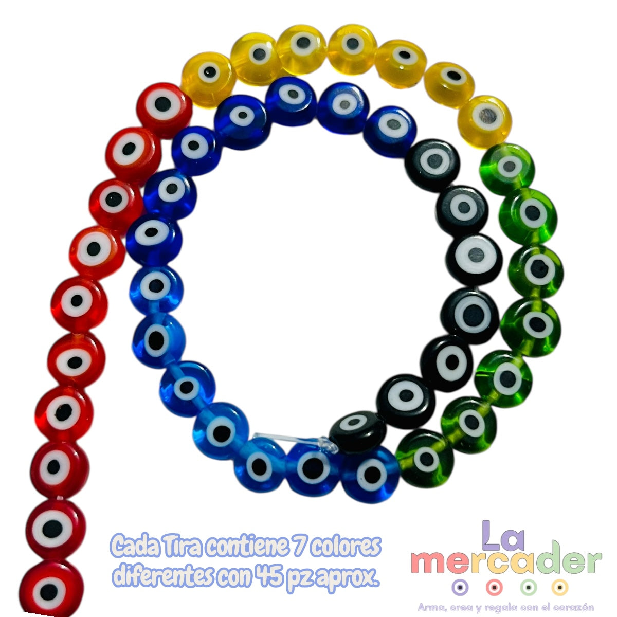 1 Tira Ojos Turcos colores 7 Chakras/ Ojos Resina