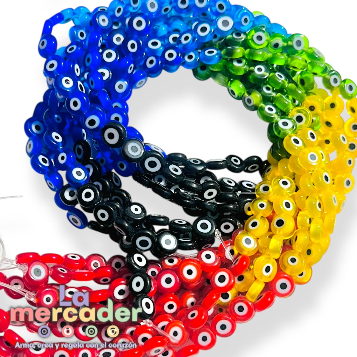 1 Tira Ojos Turcos colores 7 Chakras/ Ojos Resina