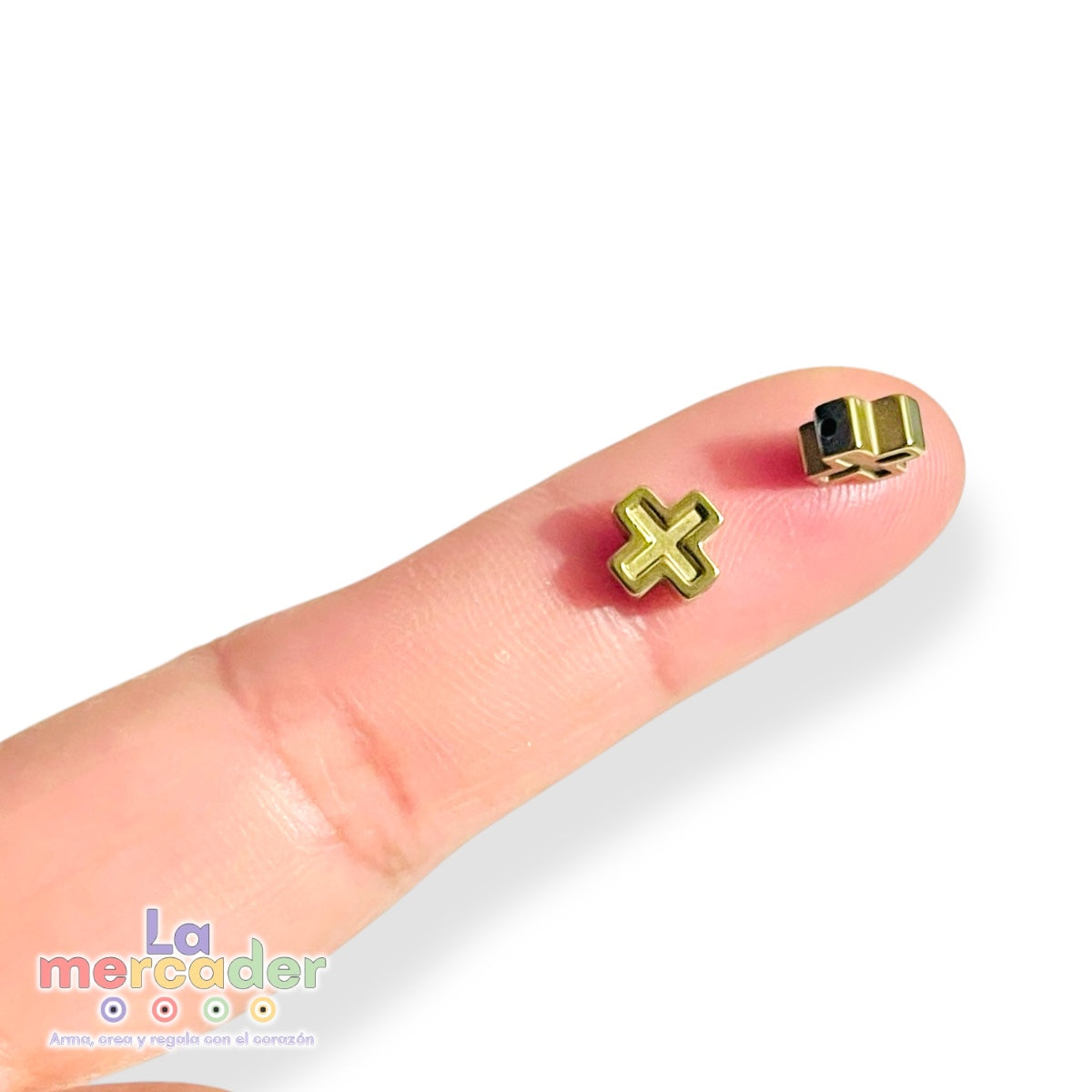 Cruces de Hematita Dorada 6 mm | Tira con 30 Piezas para Bisutería