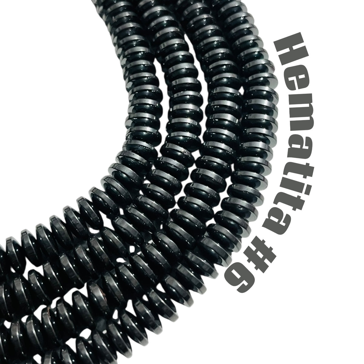 Hematita Rondel (Disco) #6 y #8 | Tira de Cuentas para Pulseras y Bisutería