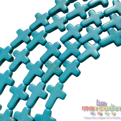 1 Tira Cruces de Pasta Turquesa 16 mm | Insumos para Bisutería – La Mercader