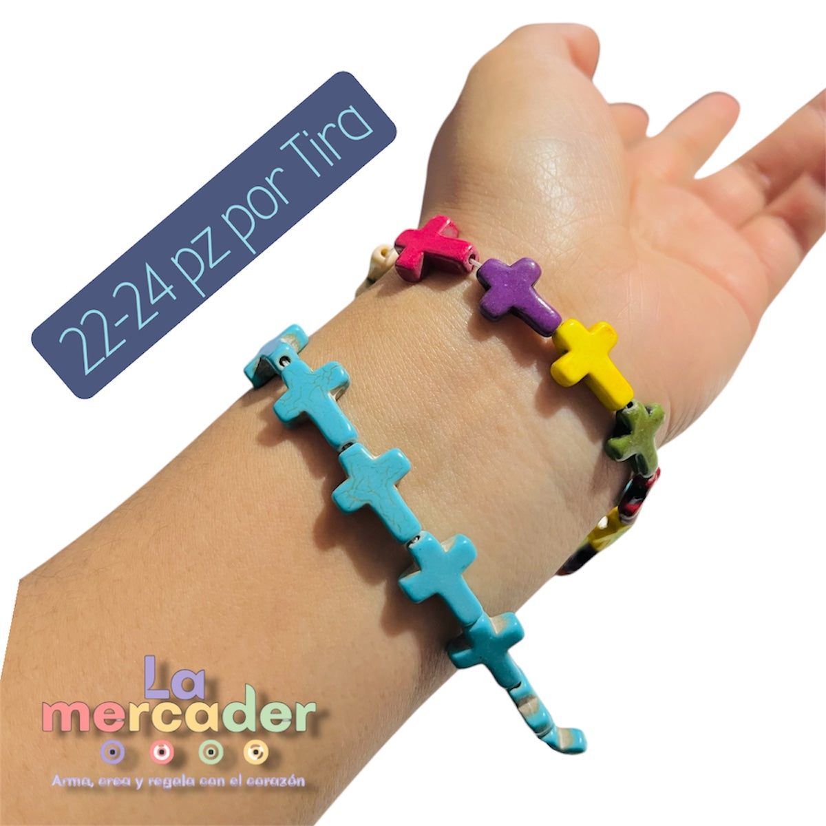 1 Tira Cruces de Pasta Turquesa 16 mm | Insumos para Bisutería – La Mercader