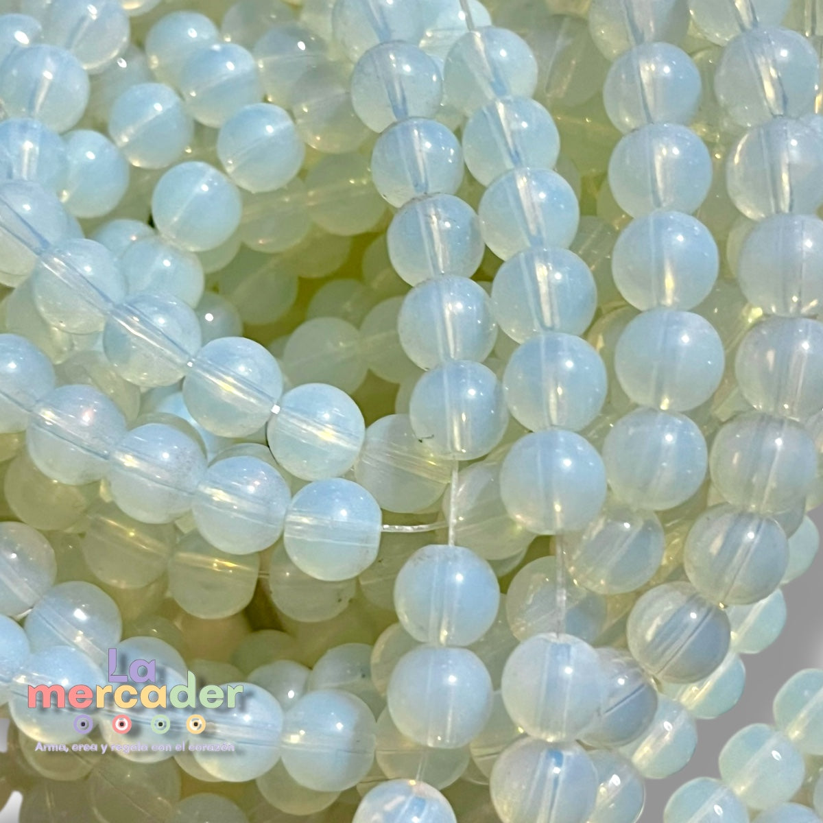 Piedra Luna Sintética #8 – Tira de 50 Cuentas de 8 mm para Pulseras, Collares y Accesorios