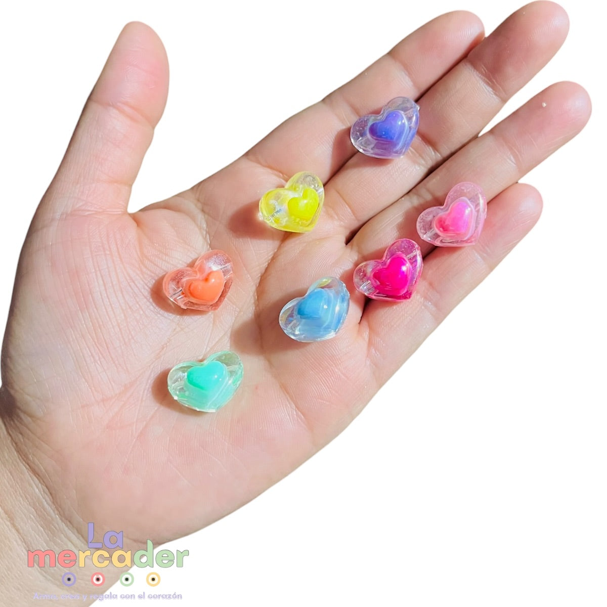 20 pz Corazones Glossy Chunky Multicolor – Set Surtido| Cuentas Plásticas para Bisutería Cute