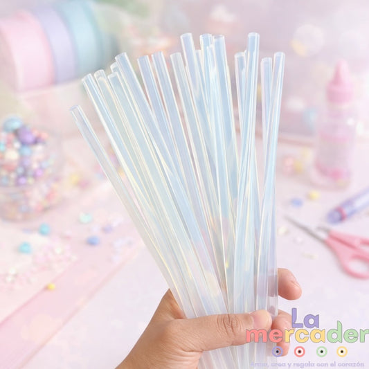 Barras de Silicón Transparente 25 cm x 7 mm – Manualidades y Plumas Decoradas