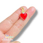 Dije Sagrado Corazón Rojo Chapa de Oro 2.3 cm | Charm Corazón Devocional con zirconia