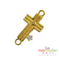Conector Cruz Horizontal Chapa de Oro 3 cm con Zirconia | Dije Religioso para Pulsera o Collar