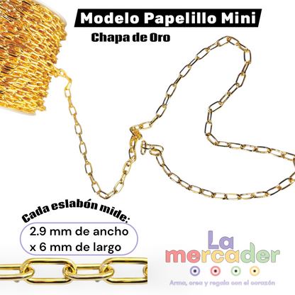 Cadena Chapa de Oro por Metro | Papelillo Grande, Mini y Oval