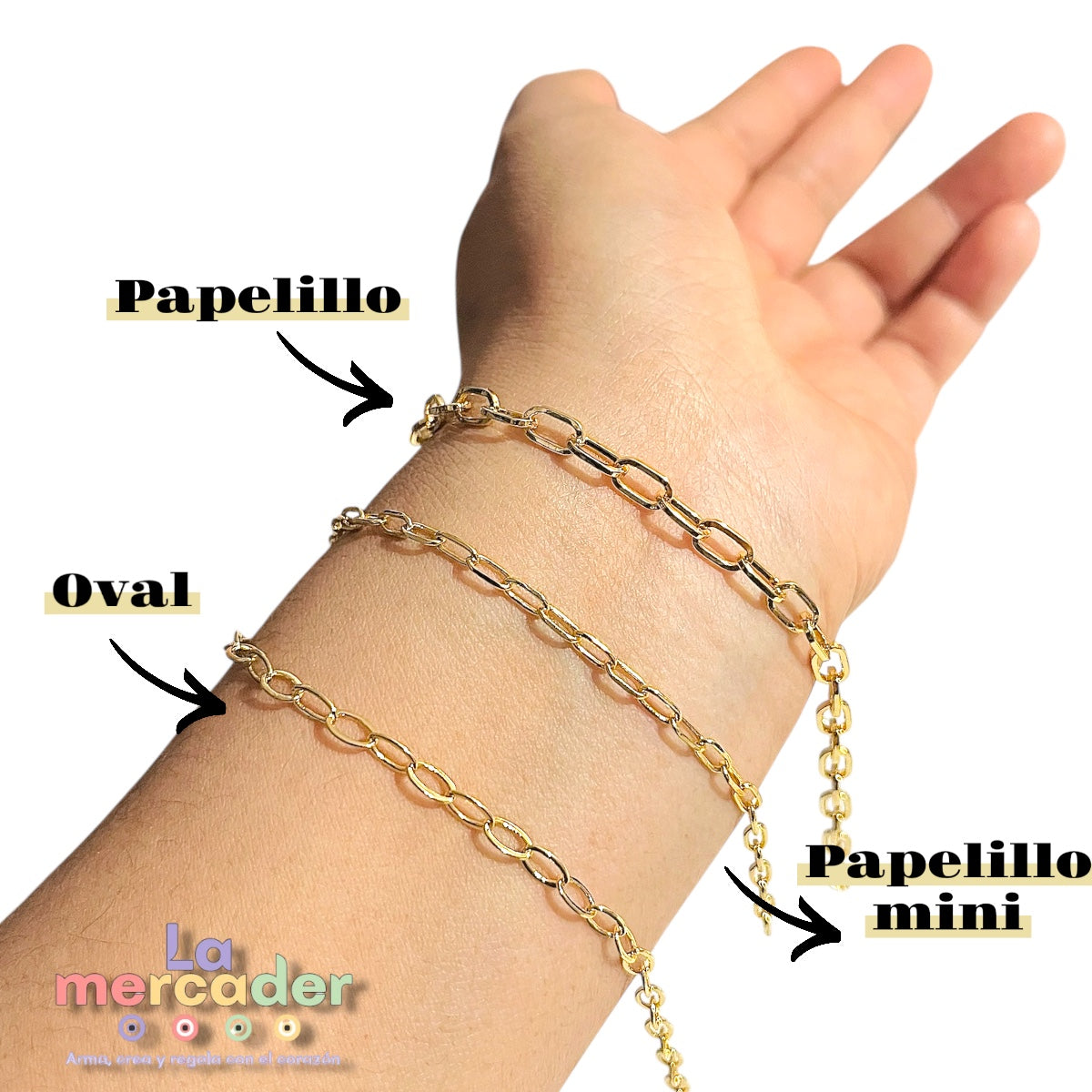 Cadena Chapa de Oro por Metro | Papelillo Grande, Mini y Oval