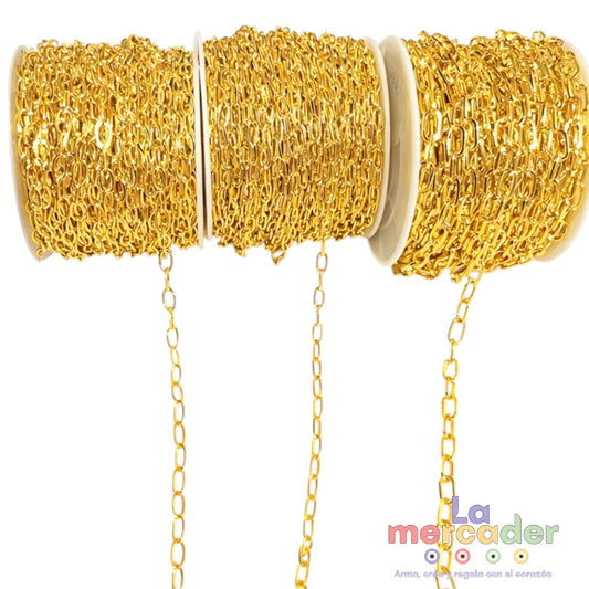 Cadena Chapa de Oro por Metro | Papelillo Grande, Mini y Oval