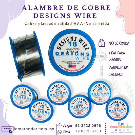 Alambre de Cobre Plateado Designs Wire – No se oxida, ideal para joyería y bisuteria