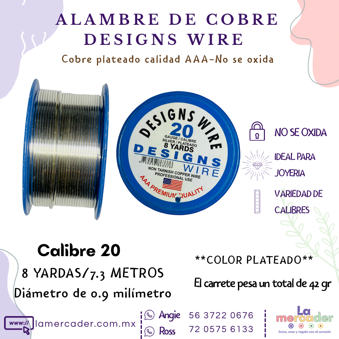 Alambre de Cobre Plateado Designs Wire – No se oxida, ideal para joyería y bisuteria