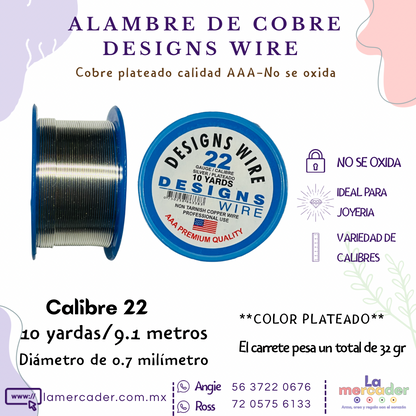 Alambre de Cobre Plateado Designs Wire – No se oxida, ideal para joyería y bisuteria