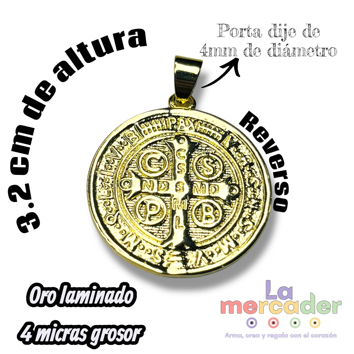 Medalla San Benito Doble Vista en Oro Laminado 4 Micras – 3.2 cm | Protección y significado