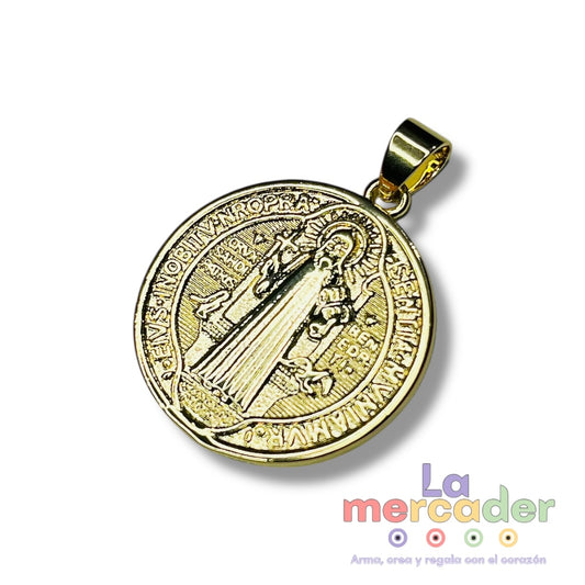 Medalla San Benito Doble Vista en Oro Laminado 4 Micras – 3.2 cm | Protección y significado