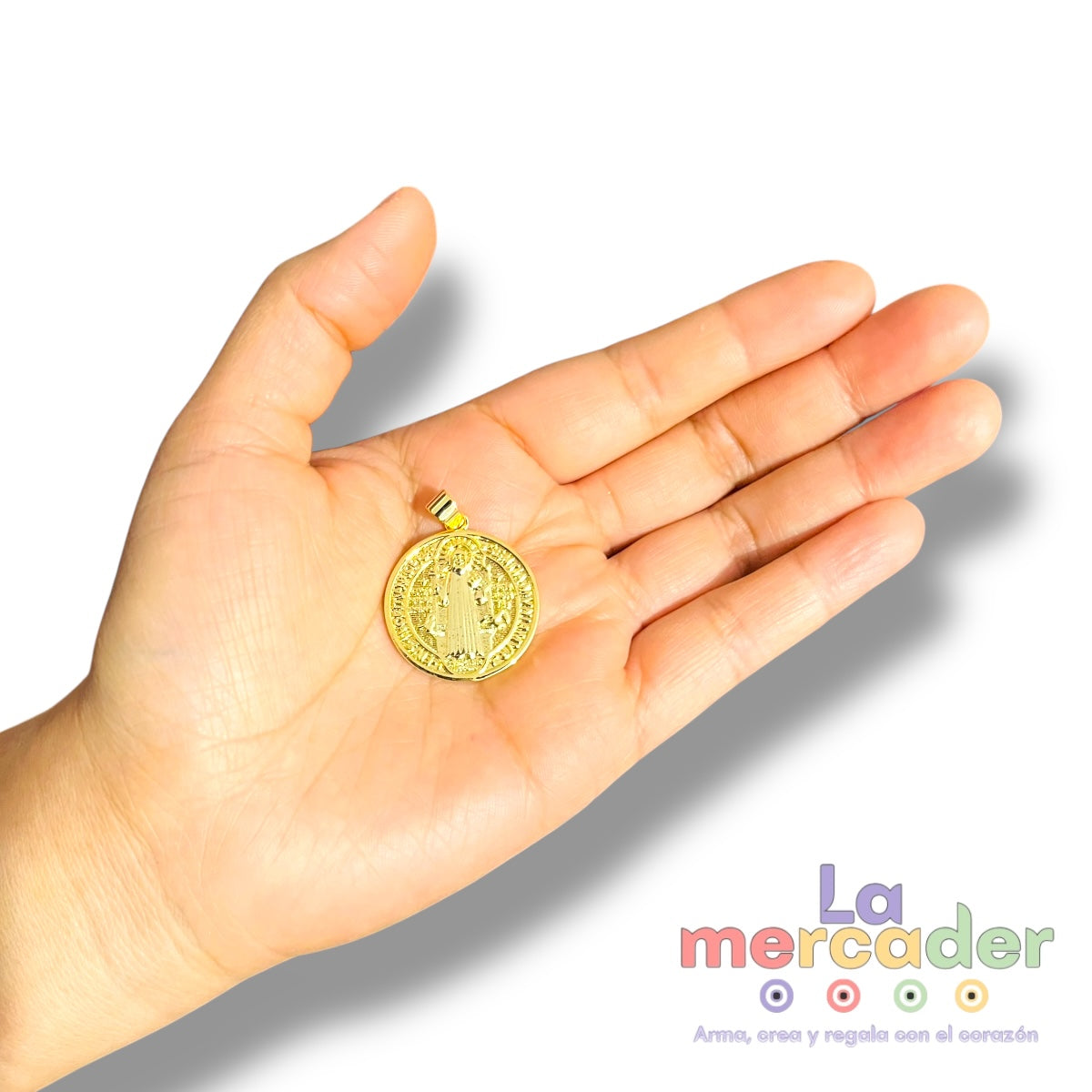 Medalla San Benito Doble Vista en Oro Laminado 4 Micras – 3.2 cm | Protección y significado