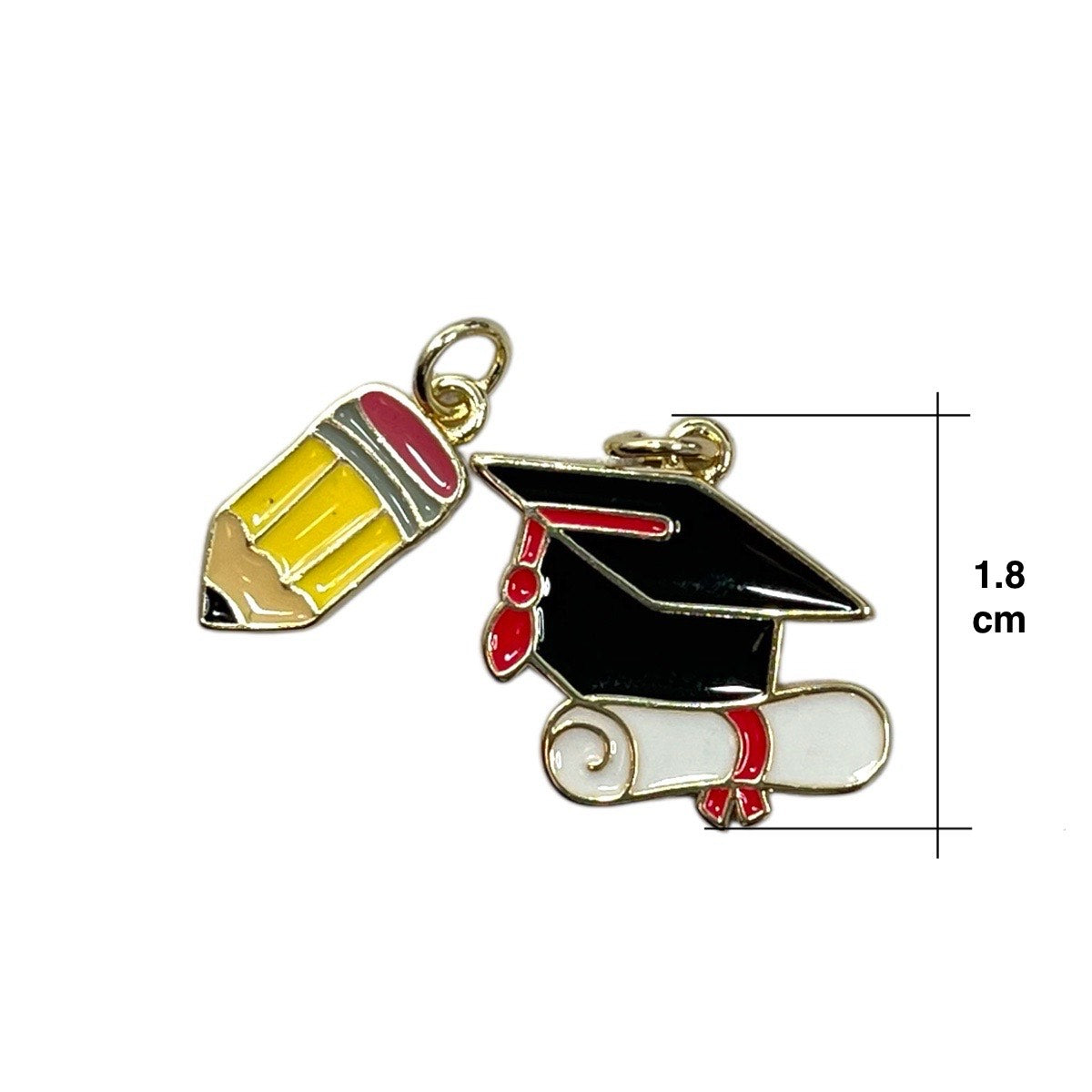 1 pz Dije Esmaltado de birrete con lápiz, para graduación, joyería y bisutería