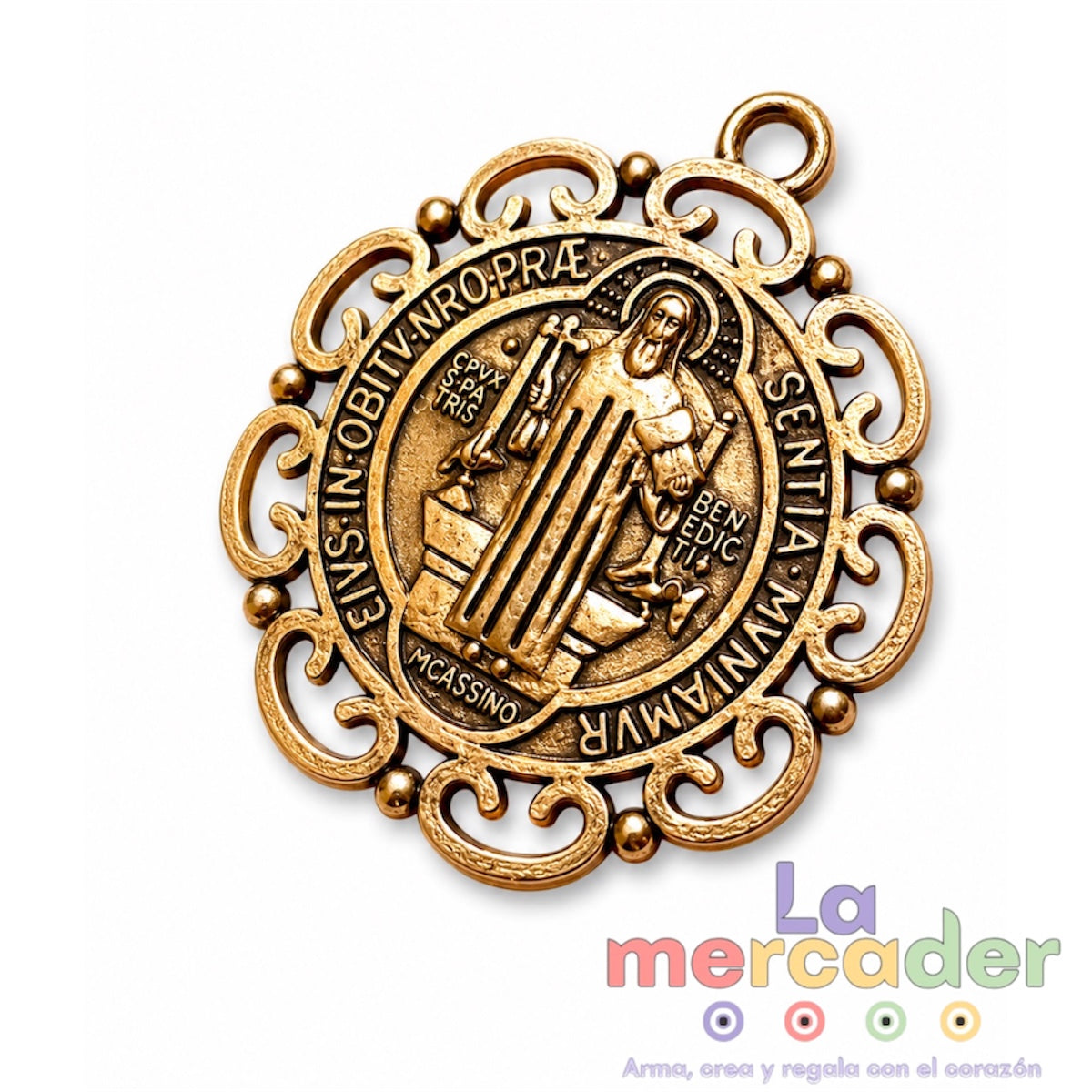 Medalla San Benito 3.6 cm Metálica | Dorada o Plateada | Pieza