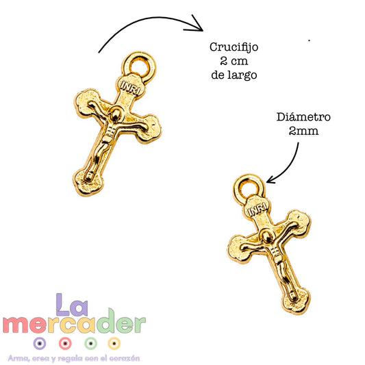 25 pz Crucifijo Mini Dorado Metálico