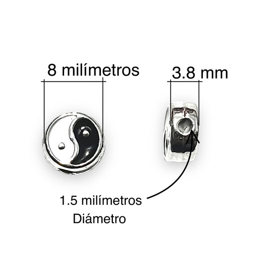 Yin y Yang metal esmaltado 8 mm