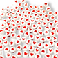 100 pz cuentas de corazones blanco con rojo